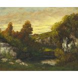 Courbet, Gustave 1819 Ornans - 1877 La Tour de Peitz Waldbach. Öl auf Leinwand. Doubliert. 50 x