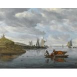 Ruysdael, Salomon van nach 1600 Naarden - 1670 Haarlem Große Flusslandschaft. Öl auf Leinwand.
