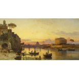 Corrodi, Hermann 1844 Frascati - 1905 Rom Rom. Das Tiberufer vor der Engelsburg. Im Hintergrund die