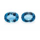 ZWEI LOSE AQUAMARINE. Ca. 5,47ct. und 5,5ct. Zwei oval facettierte Aquamarine, ca. 13,7x10,61x6,22mm