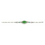 JADEIT-DIAMANT-ARMBAND. England, um 1900. 585/- Gelbgold/ Platin, Gesamtgewicht: 11,0g. L.ca. 17,