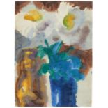 Nolde, Emil 1867 Nolde - 1956 Seebüll Weiße Dahlien und Madonnenfigur. Um 1930 bis 1935. Aquarell