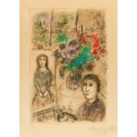 Chagall, Marc 1887 Witebsk - 1985 St. Paul de Vence Le chevalet aux fleurs. 1976. Farblithografie