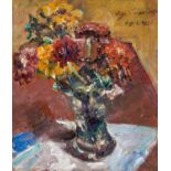 Corinth, Lovis 1858 Tapiau/Ostpreußen - 1925 Zandvoort Herbstblumen in Vase. 1924. Öl auf Holz. 56 x