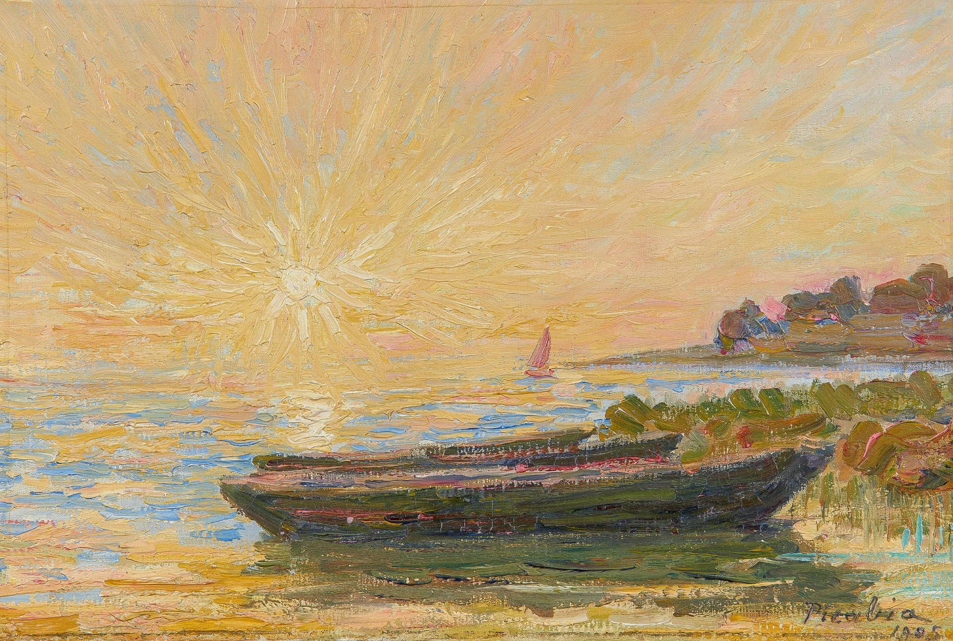 Picabia, Francis Paris 1879 - 1953 Les barques aux Martigues. 1905. Öl auf Leinwand. 27,5 x 41cm.