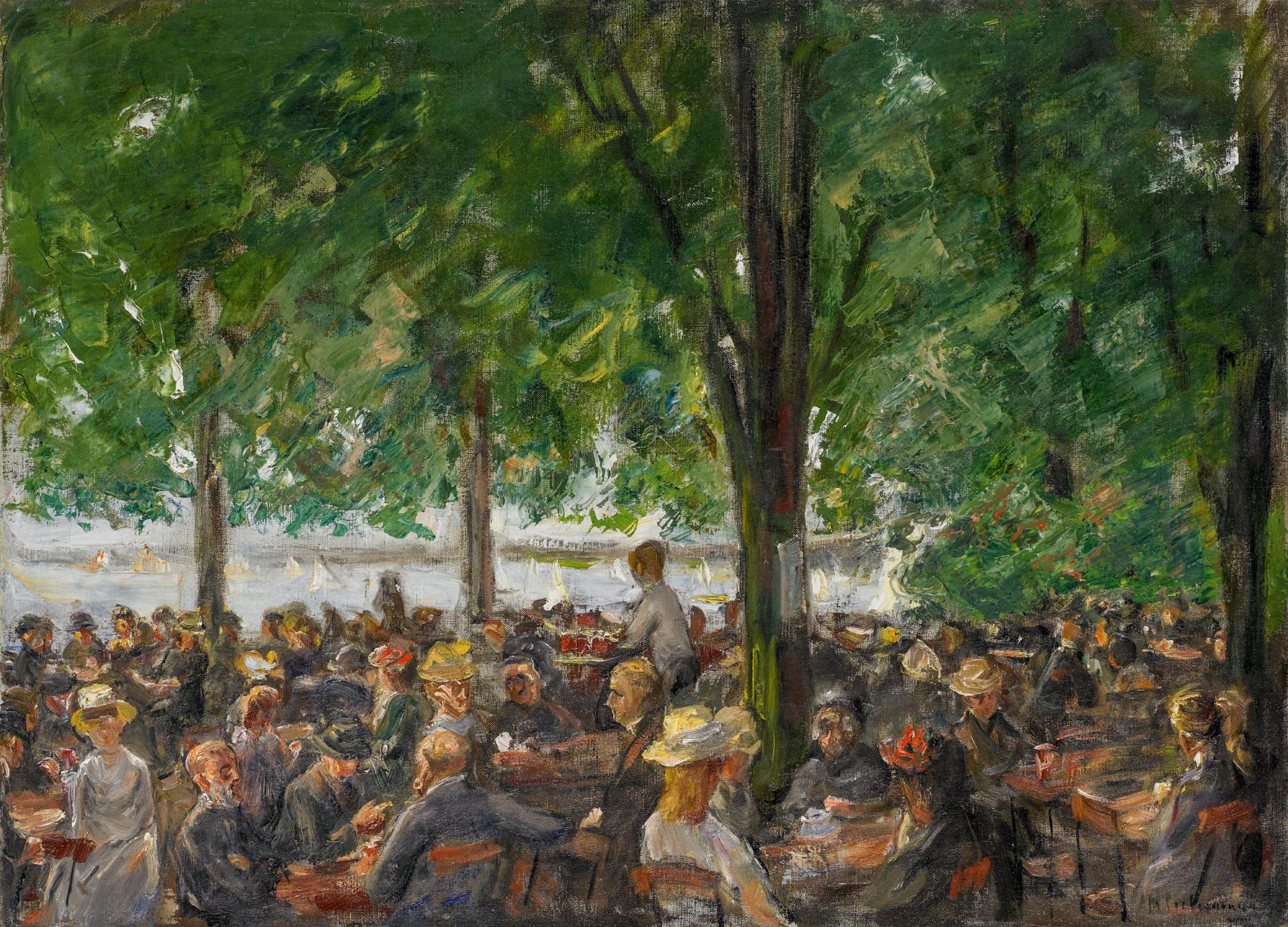 Liebermann, Max Berlin 1847 - 1935 Gartenlokal an der Havel unter Bäumen. 1920 - 1922. Öl auf