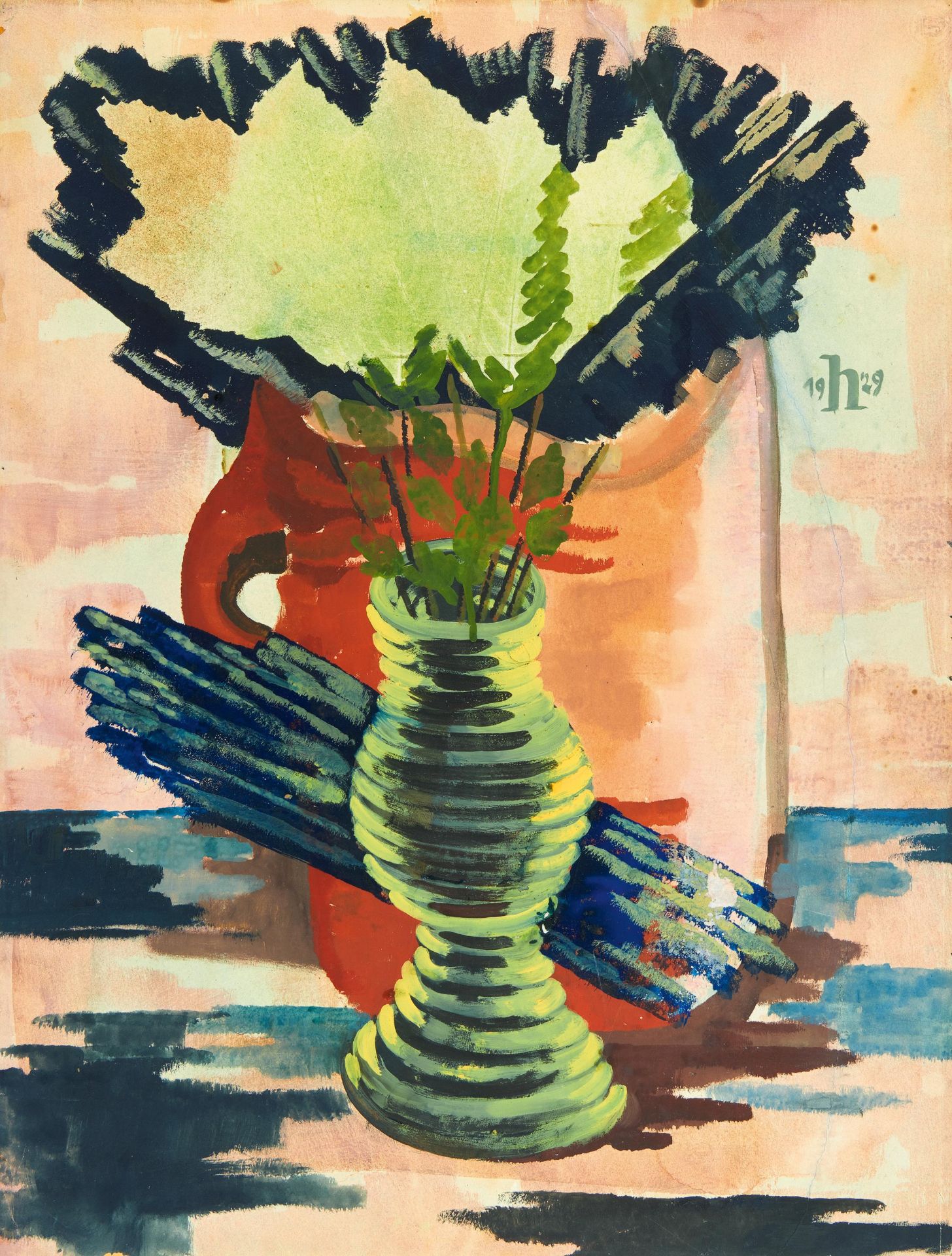 Hoerle, Heinrich Köln 1895 - 1936 Stillleben. 1929. Gouache auf Velin. Auf Karton aufgezogen. 64 x