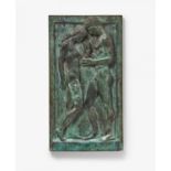 Breker, Arno 1900 Elberfeld - 1991 Düsseldorf "Du und ich". 1944. Bronzerelief. , grünschwarz