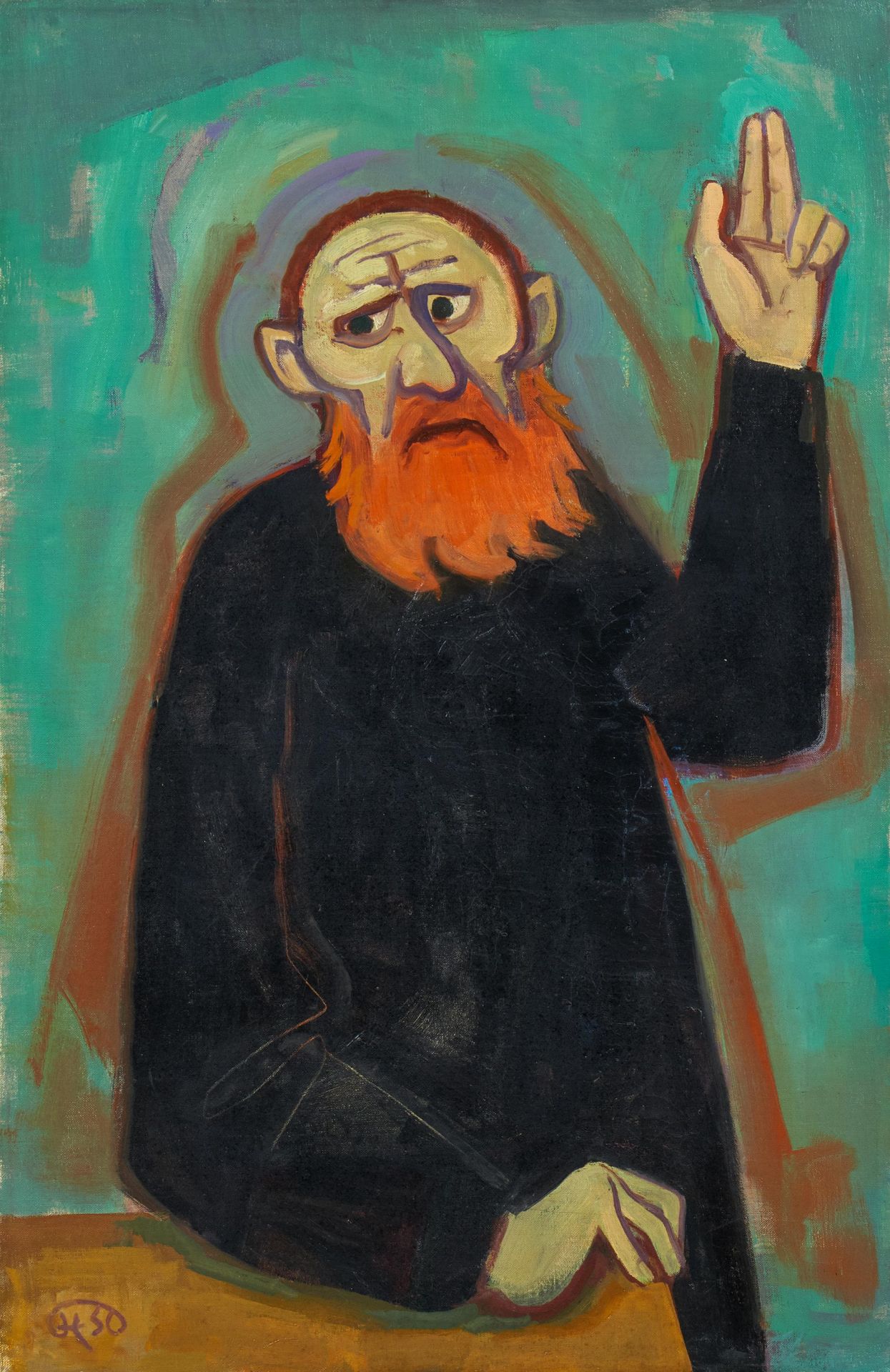 Hofer, Karl 1878 Karlsruhe - 1955 Berlin Judas. 1950. Öl auf Leinwand. 100 x 65,5cm. Monogrammiert