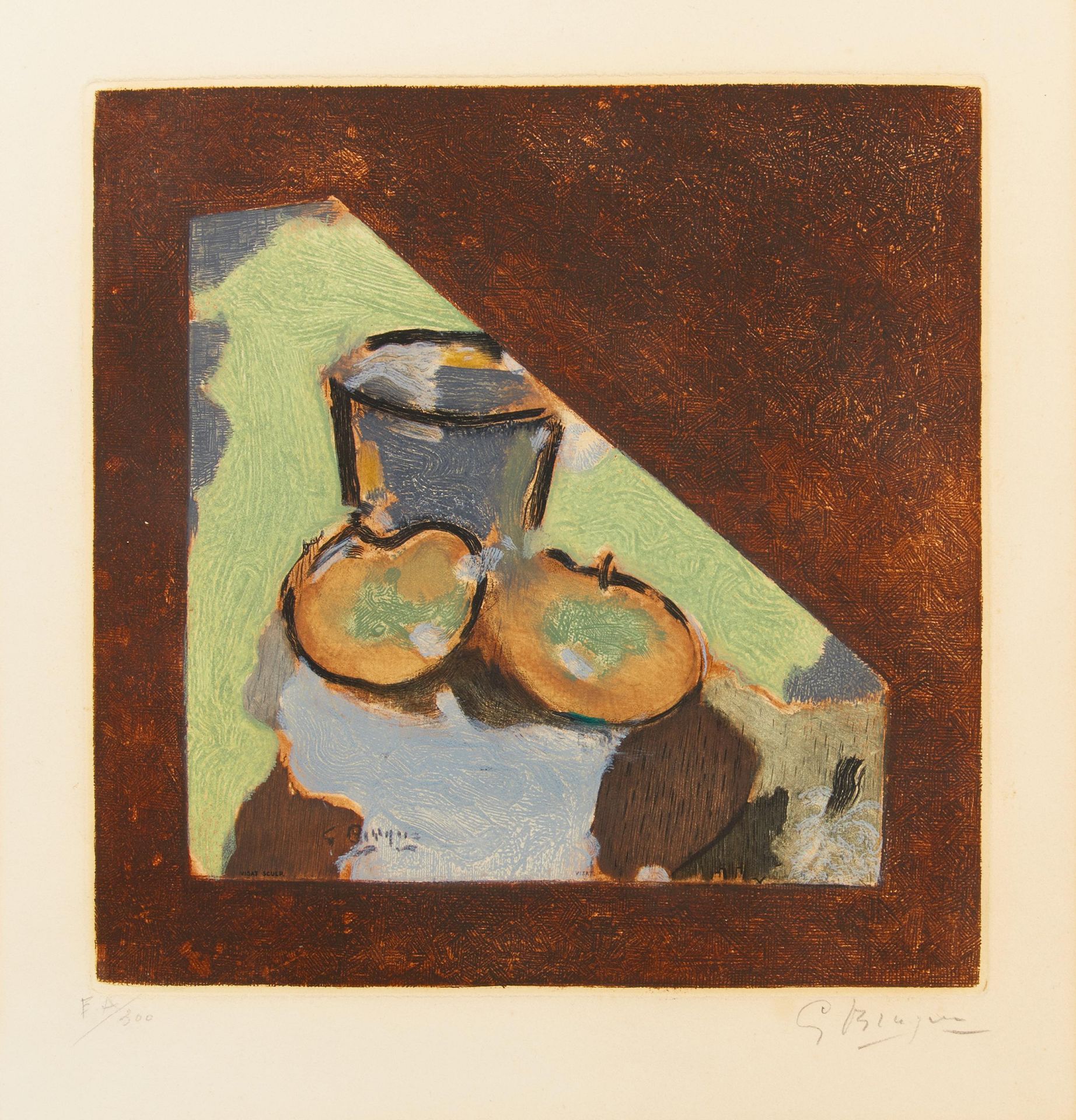 Braque, Georges 1881 Argenteuil - 1963 Paris nach Nature Morte oblique. Farbradierung auf Papier.