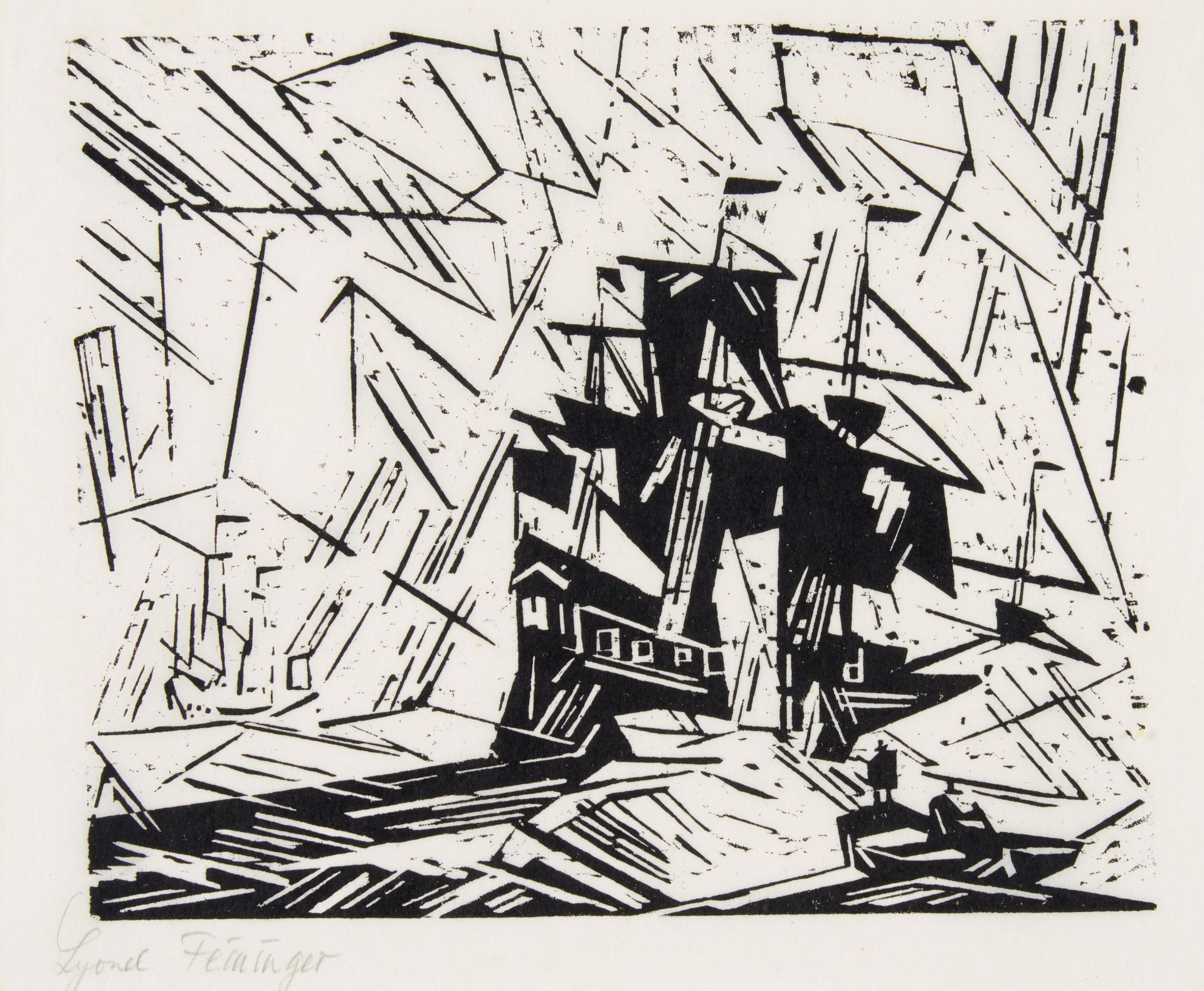 Feininger, Lyonel New York 1871 - 1956 Zur Ausfahrt bereit. 1919. Holzschnitt auf Japan. 17,5 x 21cm