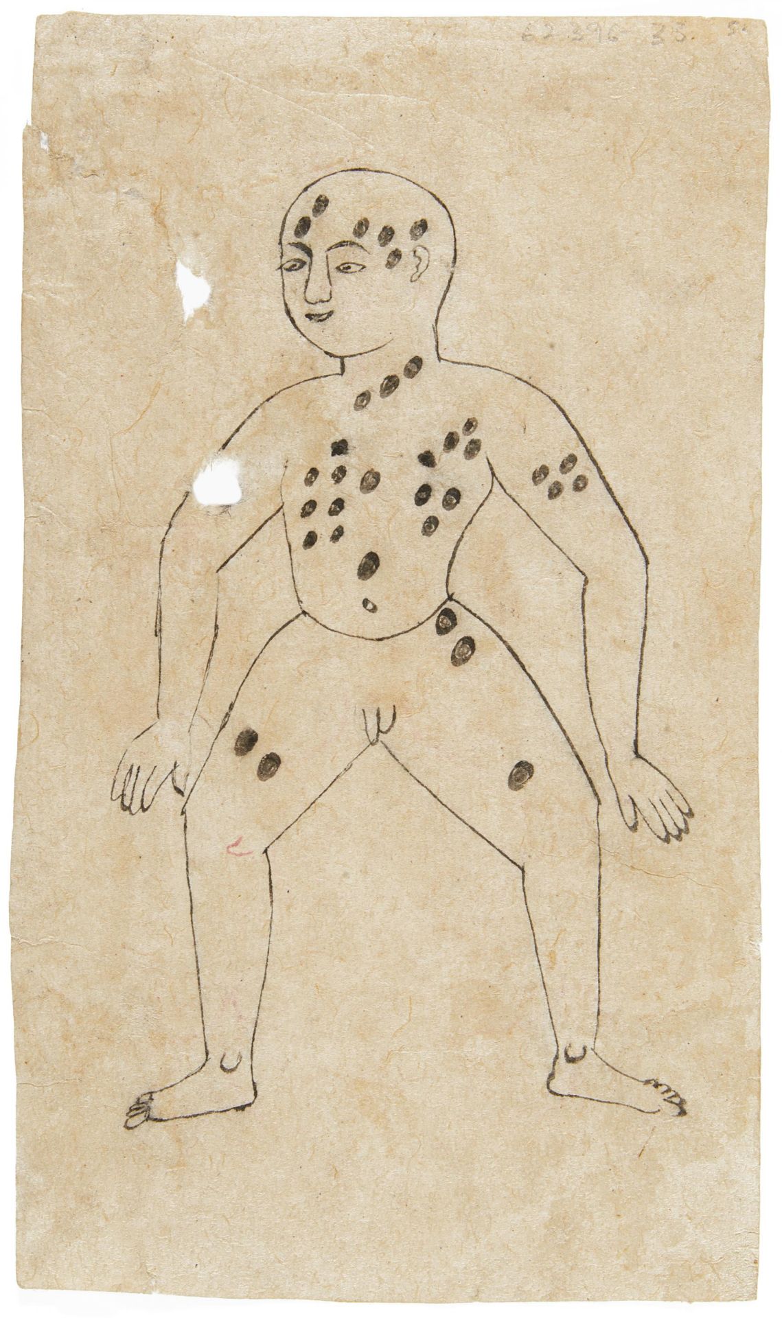 VIER TANTRISCHE DIAGRAMME ZUM MENSCHLICHEN KÖRPER. Indien. Jain. 19./20. Jh. Tusche und Pigmente auf - Bild 3 aus 5