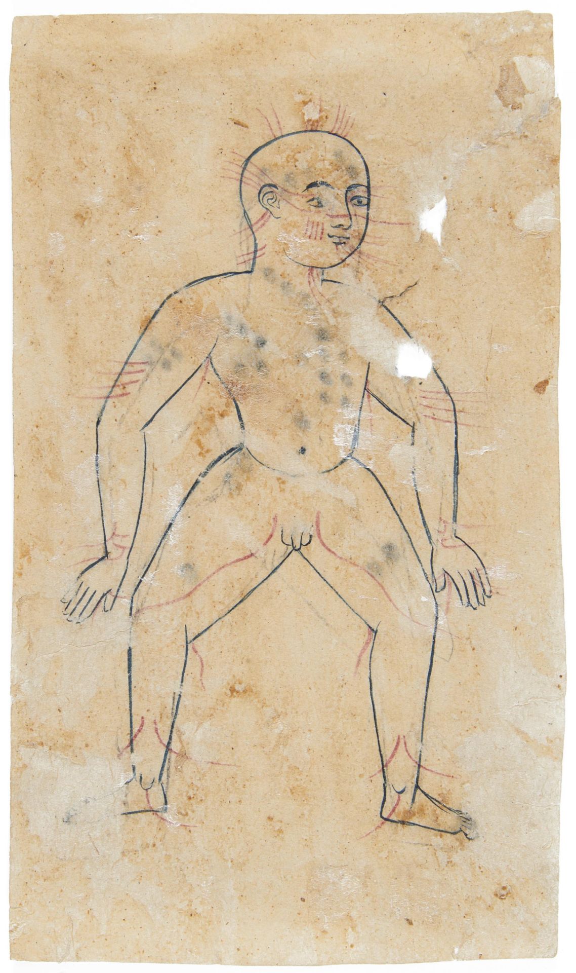 VIER TANTRISCHE DIAGRAMME ZUM MENSCHLICHEN KÖRPER. Indien. Jain. 19./20. Jh. Tusche und Pigmente auf - Bild 2 aus 5