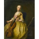 Denner, Balthasar1685 Hamburg - 1749 RostockPortrait der Tochter des Künstlers am Cello. Öl auf