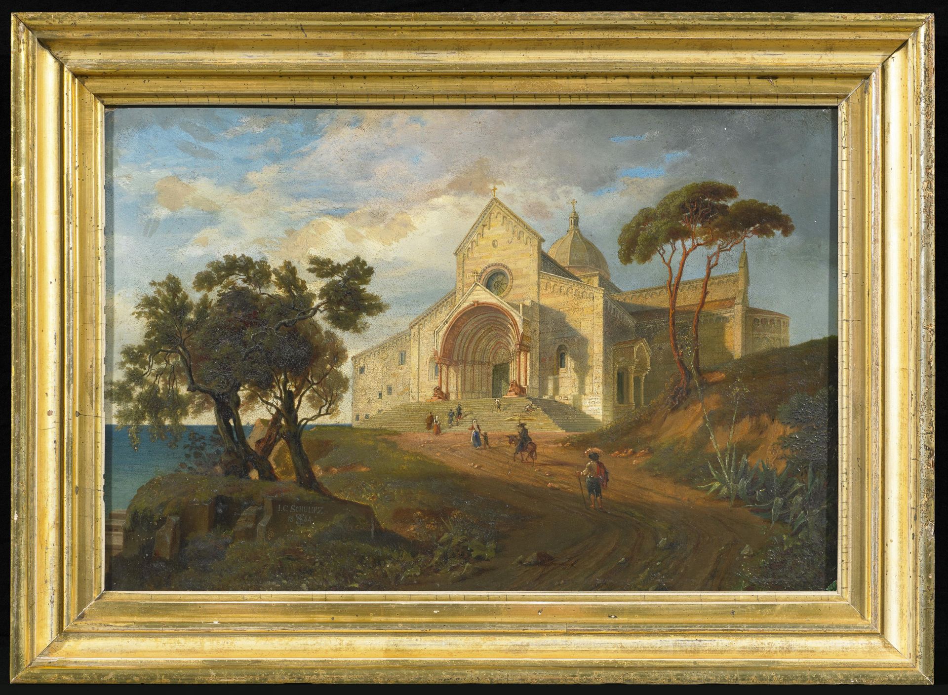 Schultz, Johann KarlDanzig 1801 - 1873Der Domberg in Ancona. Öl auf Karton. 30 x 45cm. Signiert - Image 2 of 3
