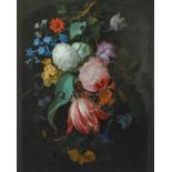 Gallis, Pieter1633 Enkhuizen - 1697 Hoorn - zugeschriebenBlumengebinde an einem Nagel hängend. Öl