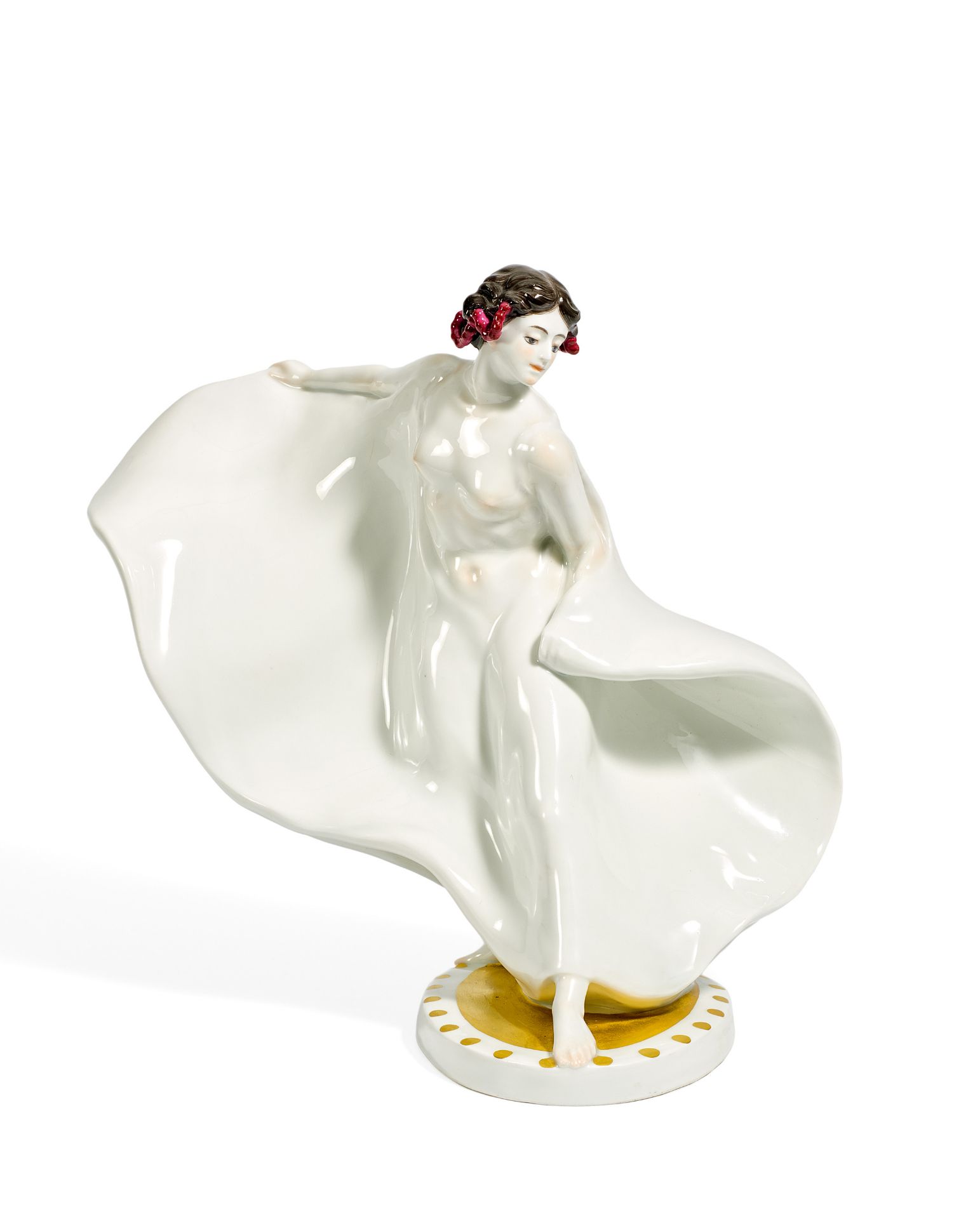 TÄNZERIN "LOIE FULLER". Meissen. Vor 1924. Modell Th. Eichler, 1911. Porzellan, farbiges und