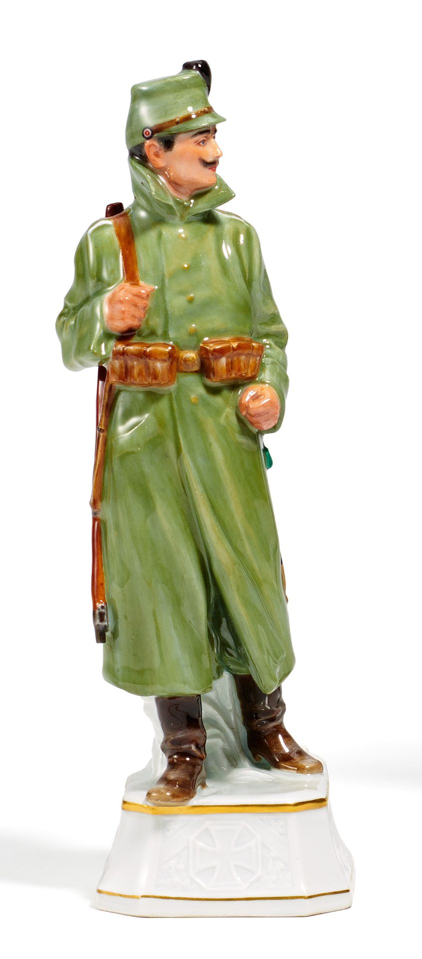 SOLDAT. Meissen. Vor 1924. Modell A. König. Porzellan, farbiges Dekor. Höhe 20cm. Schwertermarke,