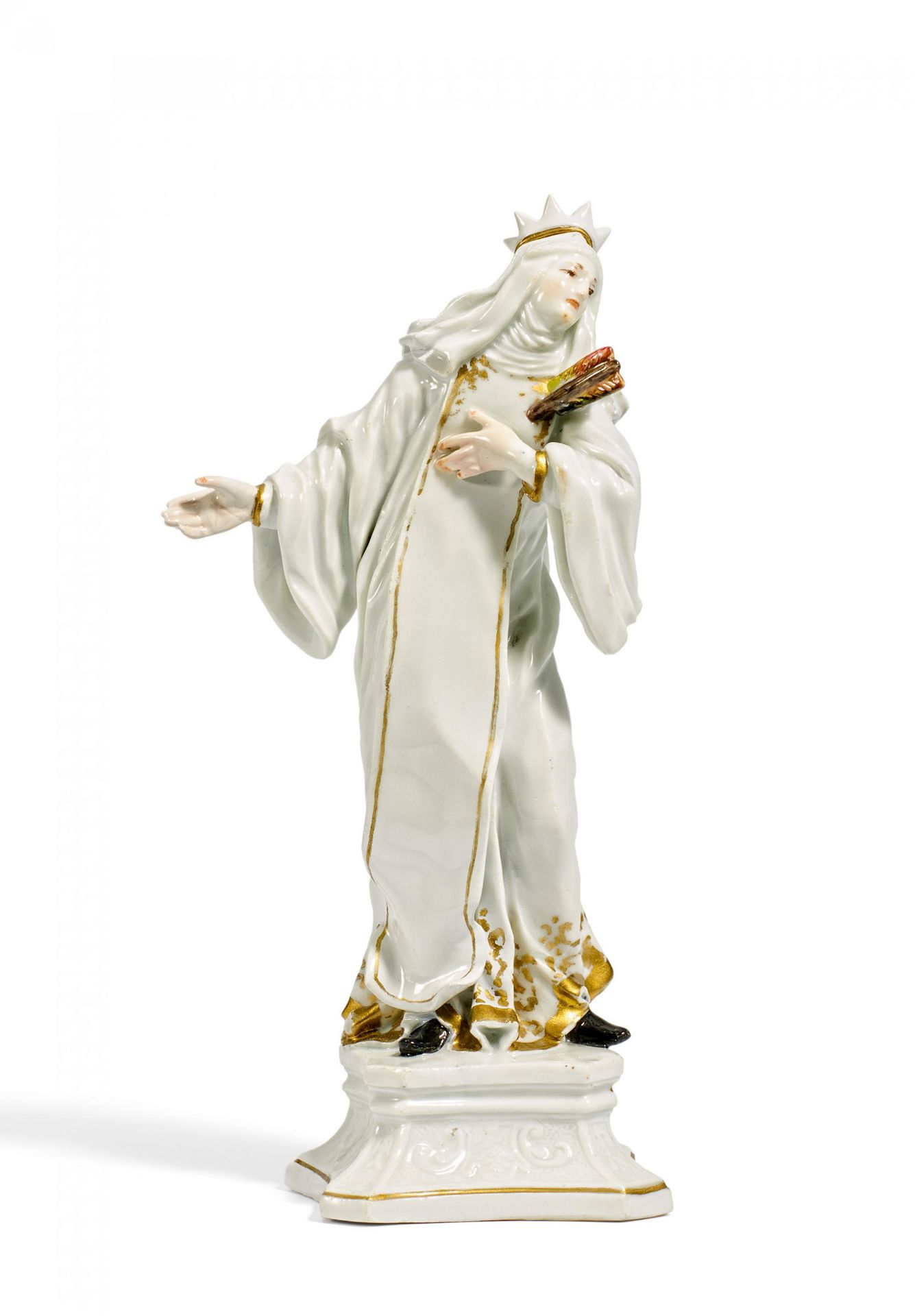 HEILIGE TERESA VON AVILA. Meissen. 19.Jh. Modell J.J. Kaendler. Porzellan, farbig und gold