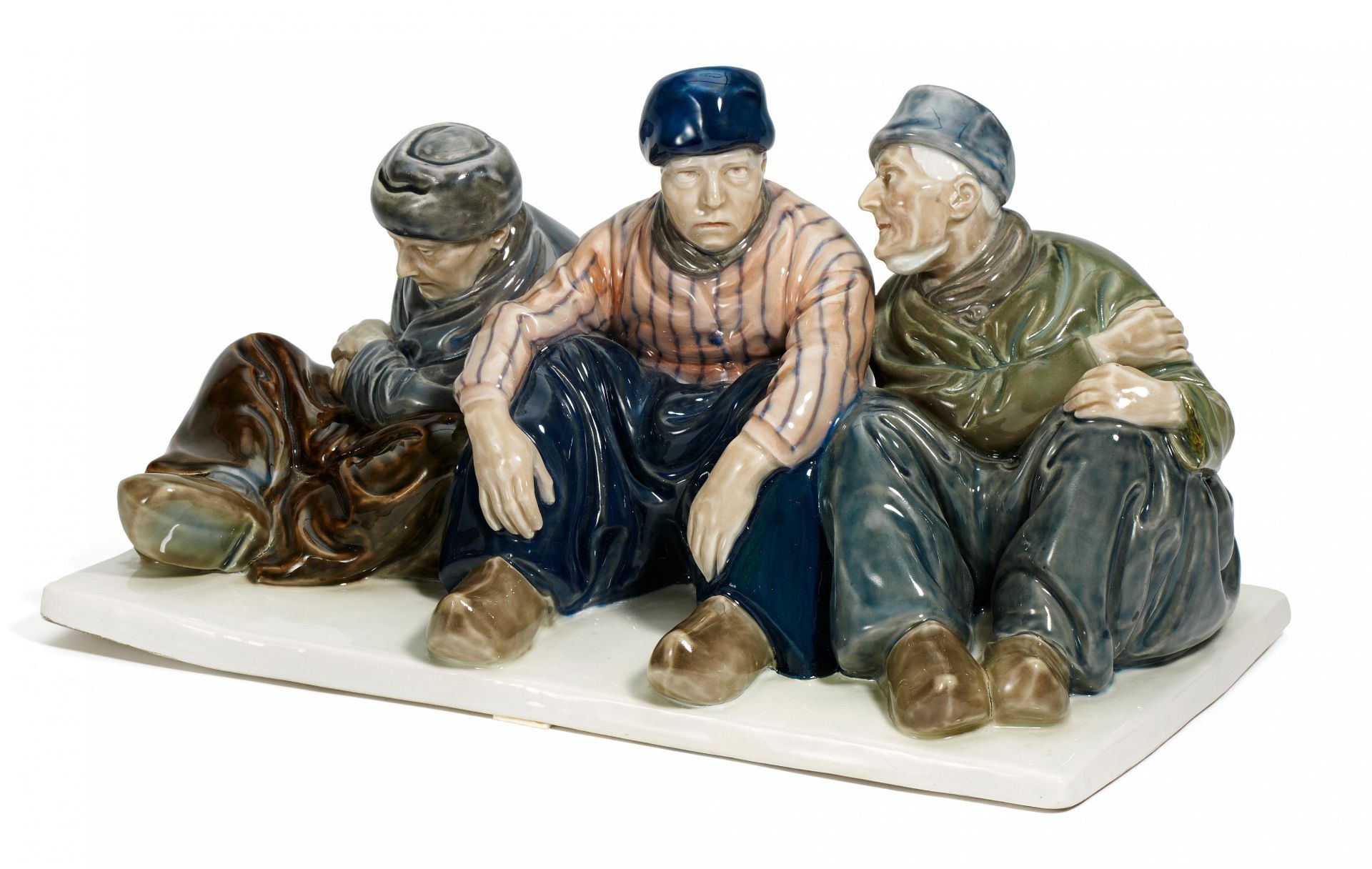 GRUPPE "HOLLÄNDISCHE FISCHER". Meissen. Modell Ph. Lange, 1911. Porzellan, farbiges Dekor. Auf