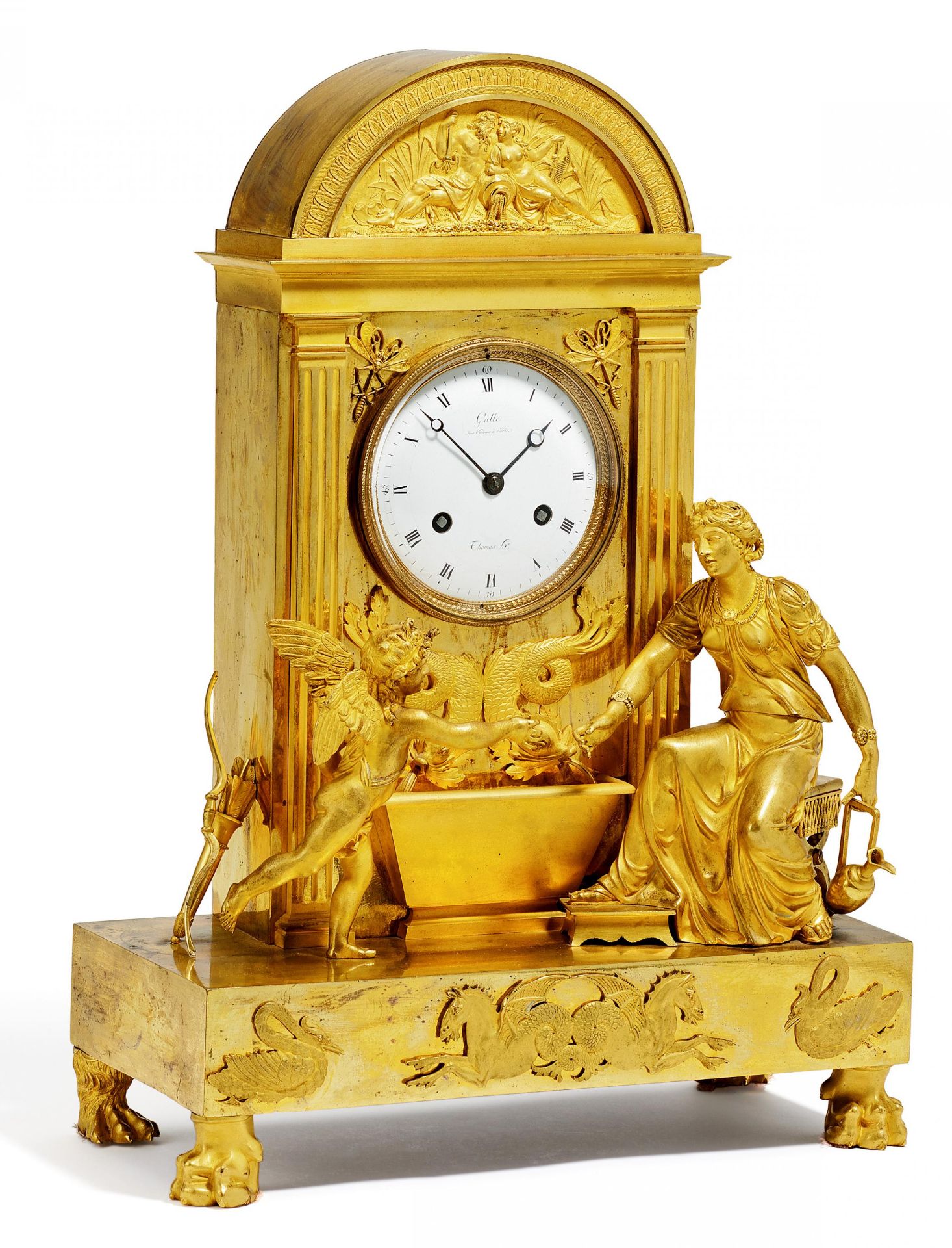 GROßE PENDULE MIT VENUS UND AMOR. Paris. Um 1820-30. Das Gehäuse von Galle rue Vivienne, das Werk