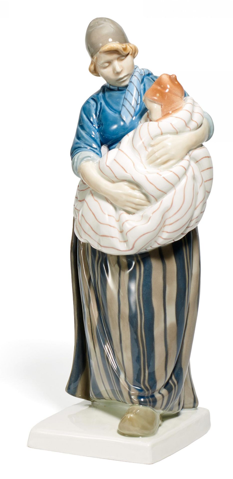 MUTTER MIT KIND IM ARM. Meissen. 1935-1945. Modell Ph. Lange, 1911. Porzellan, farbiges Dekor.