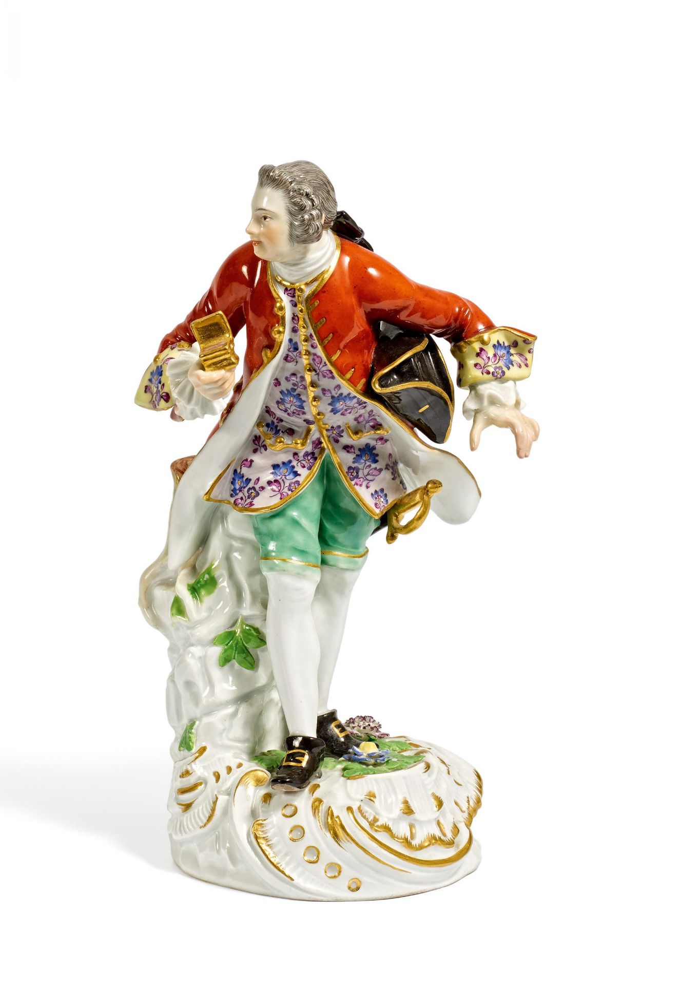 KAVALIER MIT TABATIERE. Meissen. 1910. Modell J.J. Kaendler. Porzellan, farbig und gold staffiert.