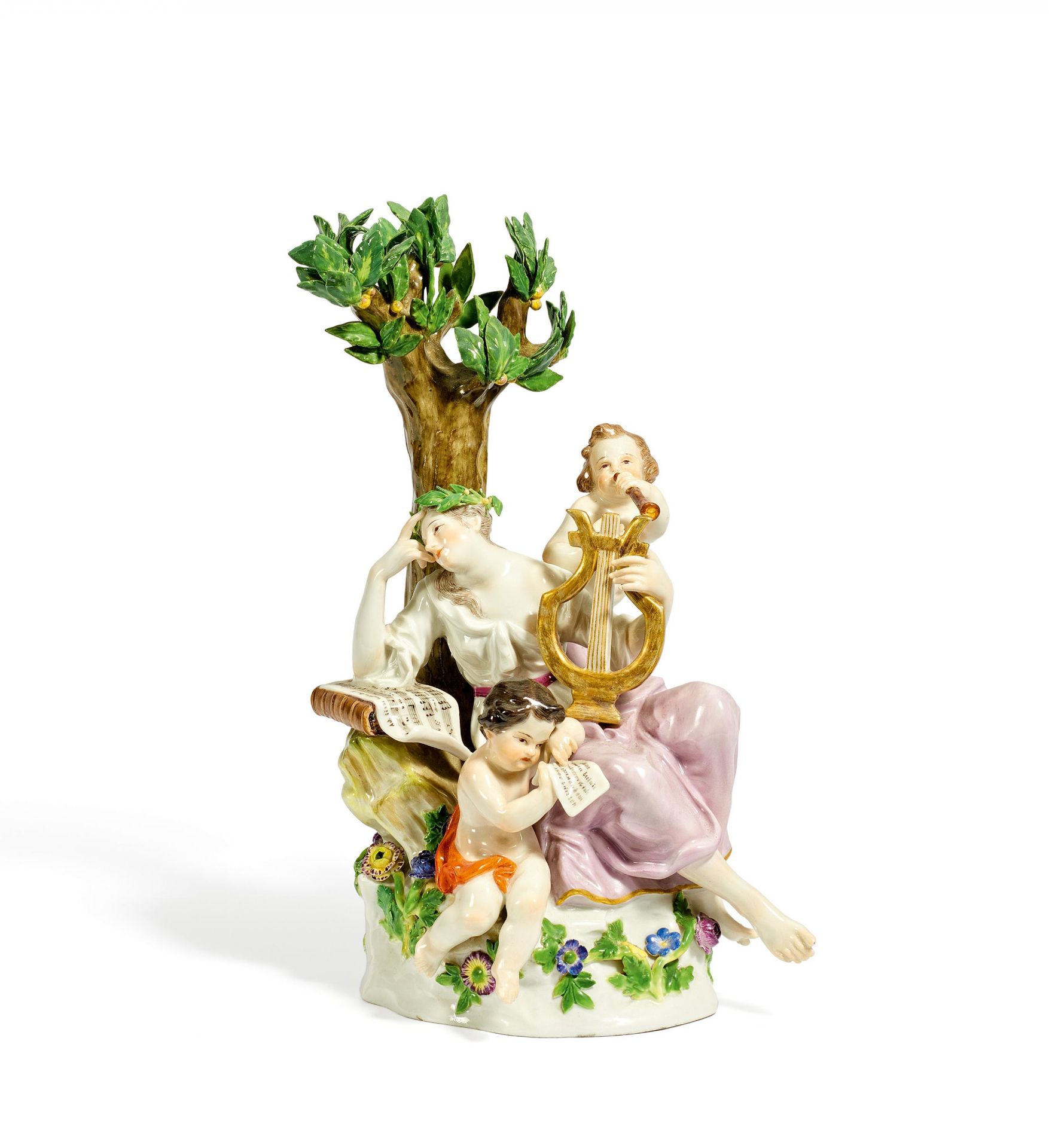 ALLEGORIE "DIE POESIE". Meissen. Vor 1924. Modell J.J. Kaendler. Porzellan, farbig und gold