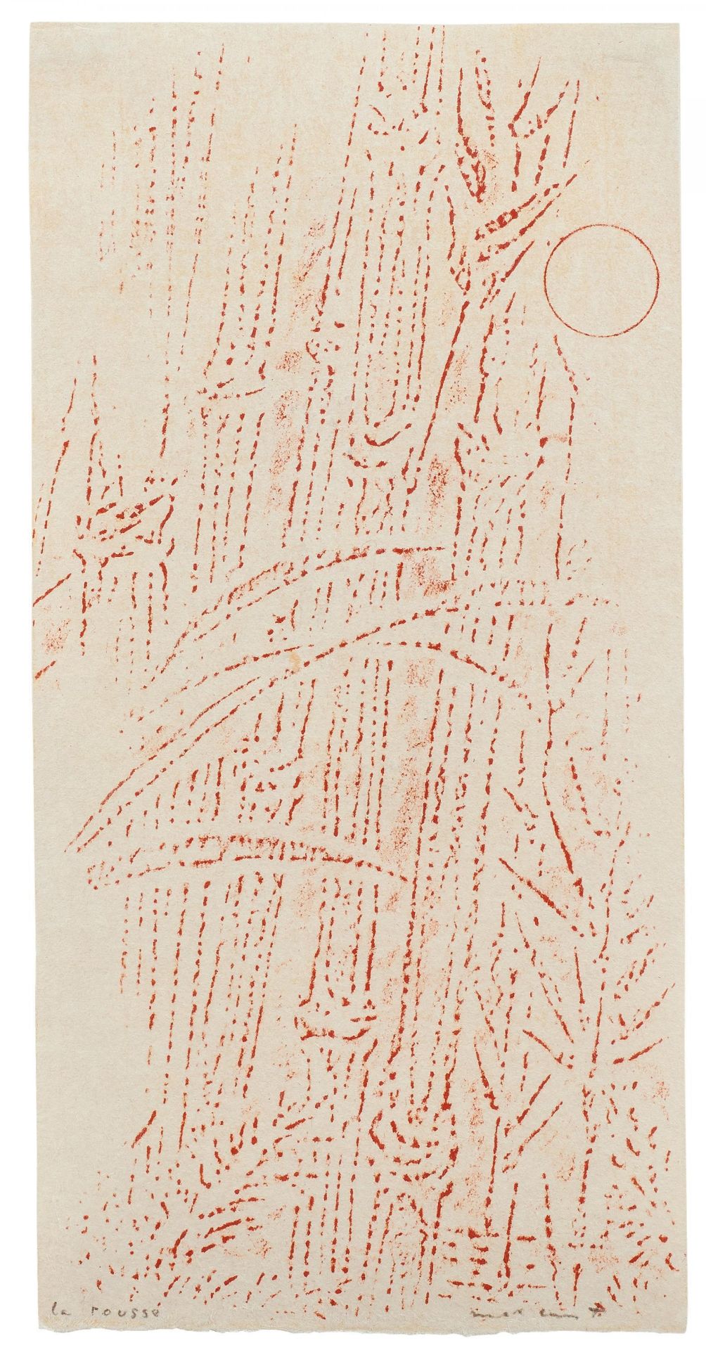 Ernst, Max1891 Brühl - 1976 Paris"La rousse". 1966. Frottage, Farbkreide auf Papier. 27,4 x 13, - Image 2 of 2
