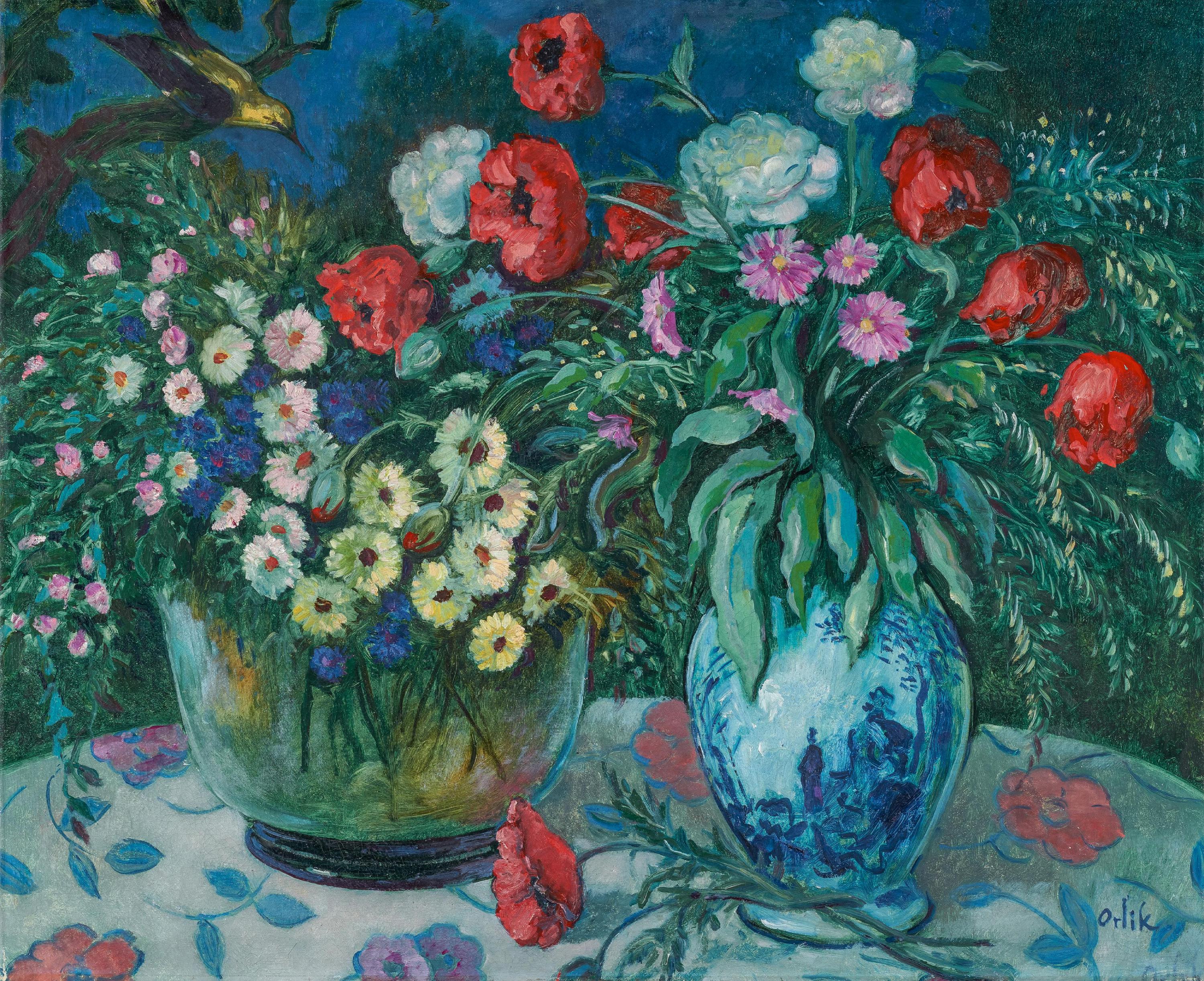 Orlik, Emil1870 Prag - 1932 BerlinBlumenstillleben. Ca. 1910. Öl auf Leinwand. 90 x 110cm.