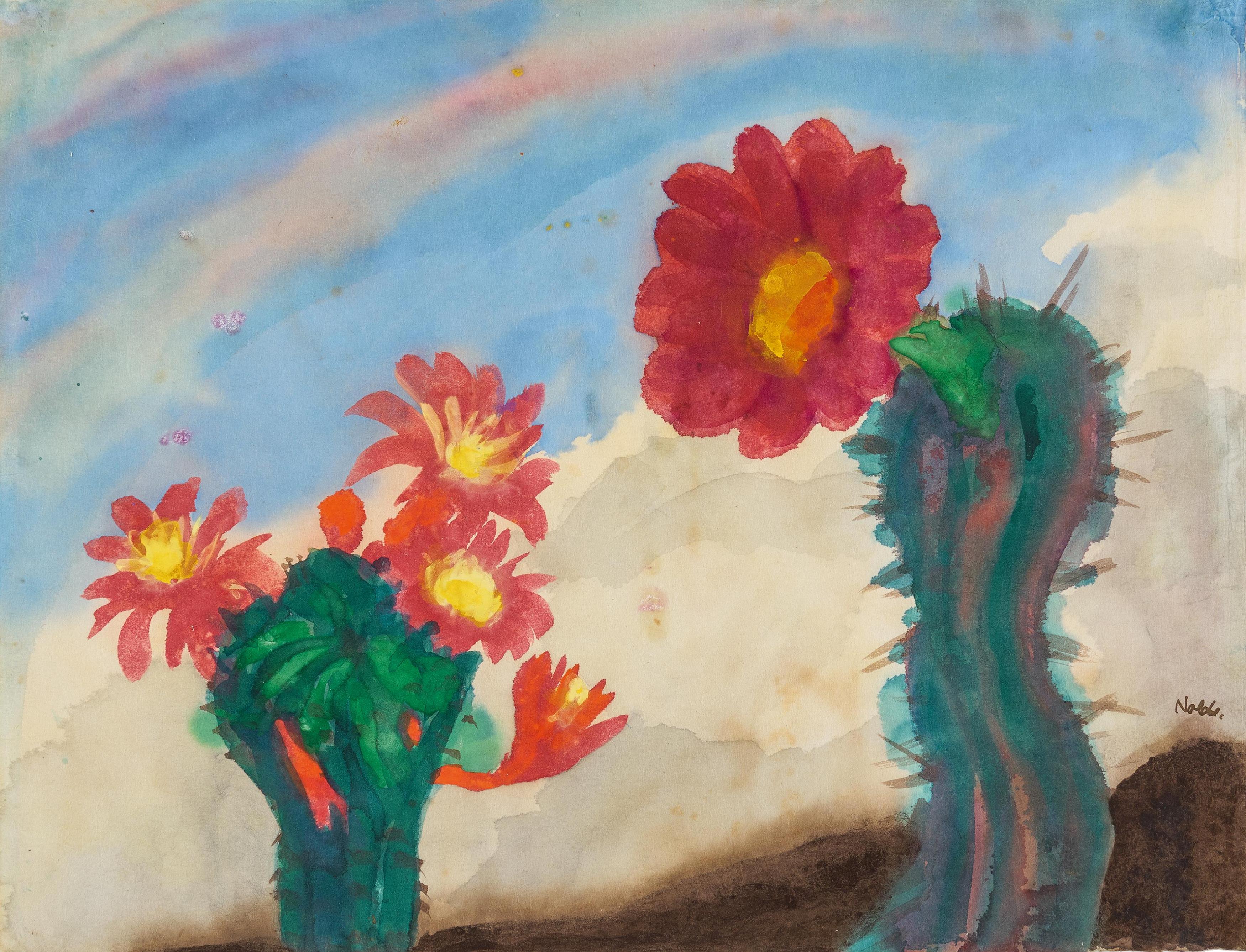 Nolde, Emil1867 Nolde - 1956 SeebüllBlühende Kakteen. Um 1920/25. Aquarell und Gouache auf feinem