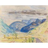 Heckel, Erich1883 Döbeln - 1970 Radolfzell"Blaue Berge". 1925. Aquarell über Bleistiftzeichnung