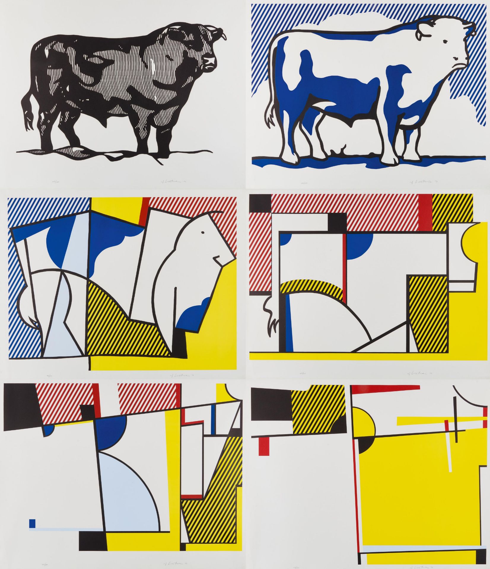 Lichtenstein, RoyNew York 1923 - 1997Bull Profile Series (Bull I - VI). Portfolio von sechs