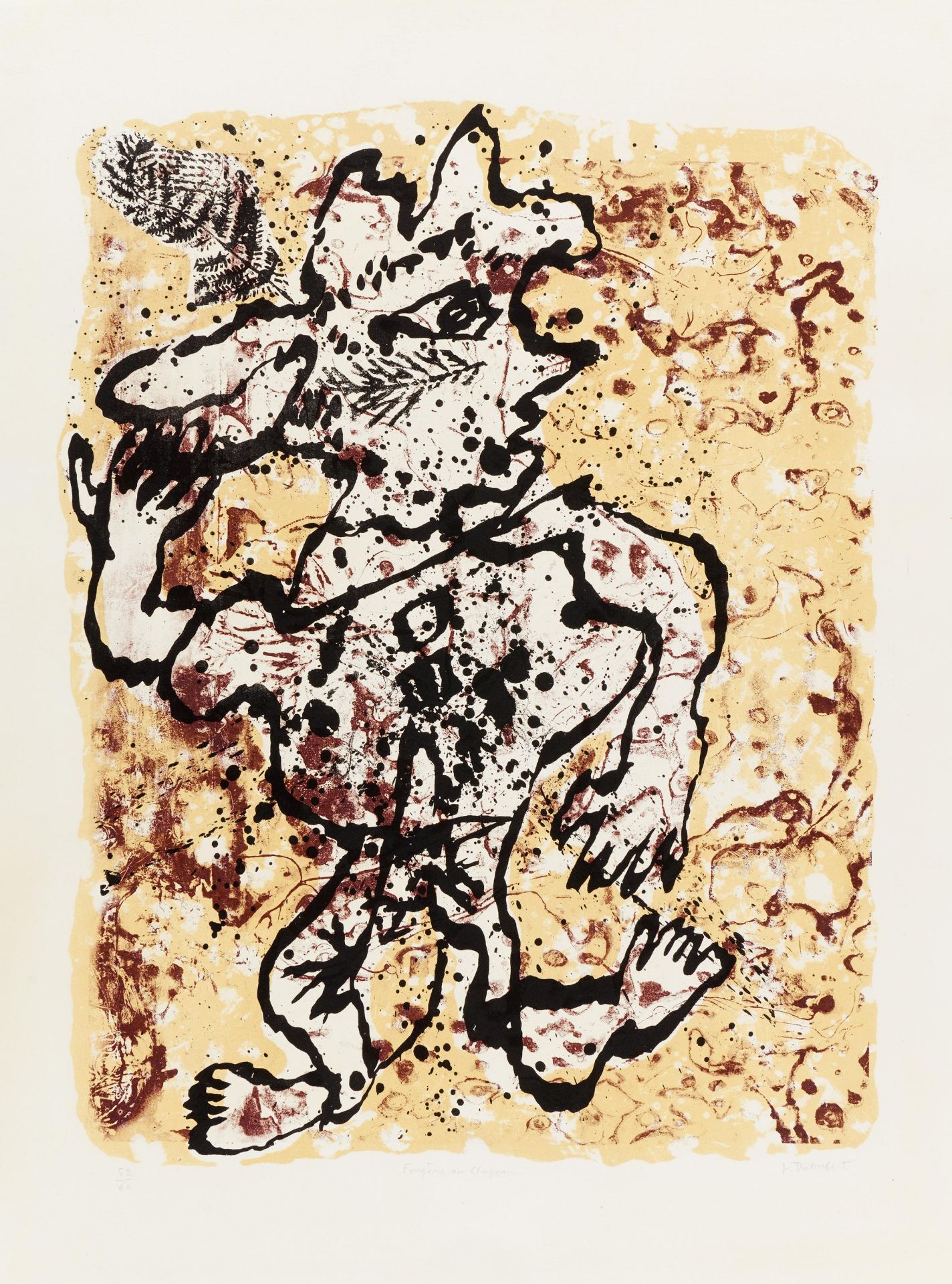 Dubuffet, Jean1901 Le Havre - 1985 ParisFougère au chapeau. 1953. Farblithografie auf Arches (