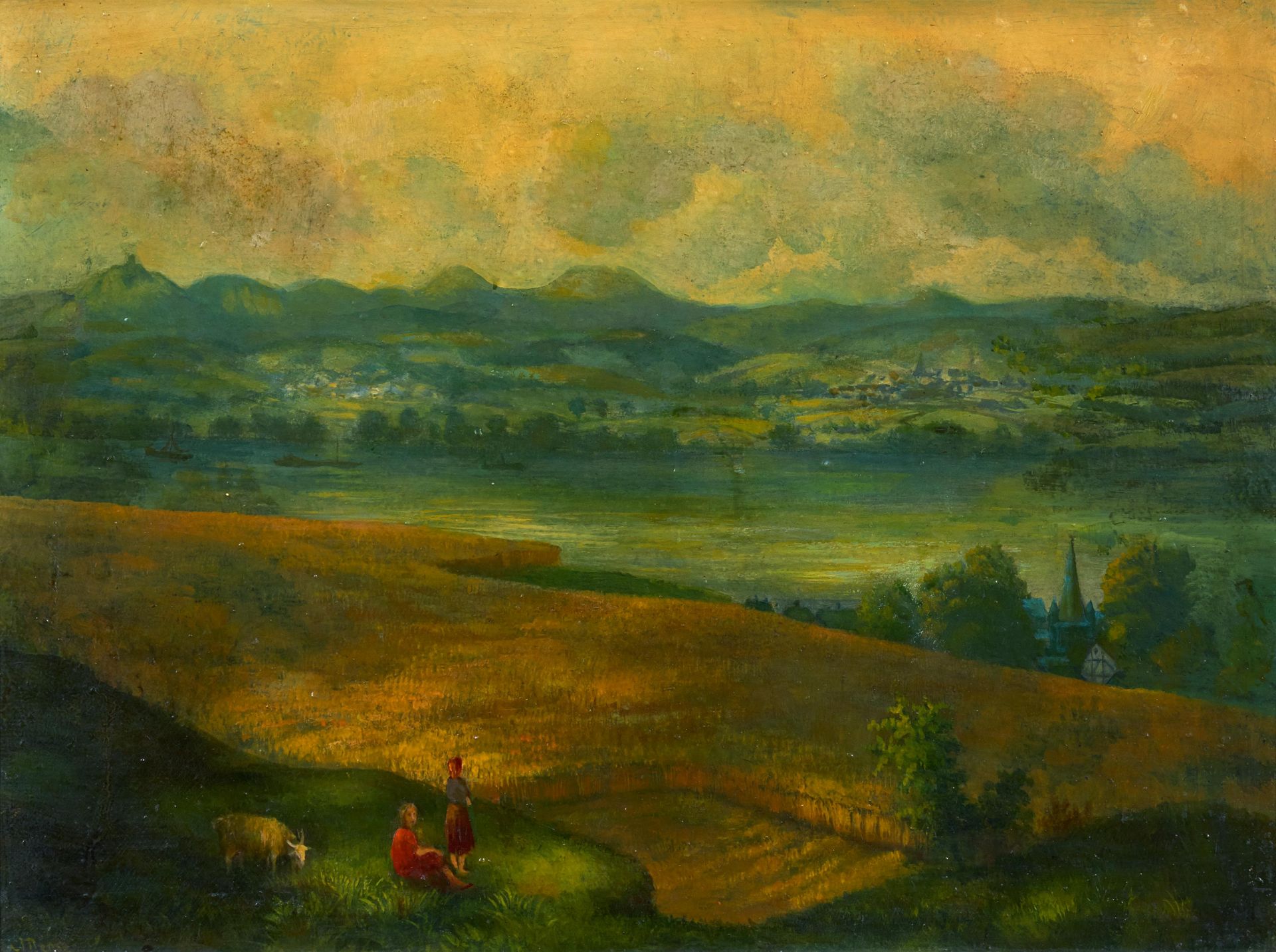 Mense, Carlo1886 Rheine/Westfalen - 1965 KönigswinterOhne Titel. Öl auf Karton. 36,5 x 49cm.