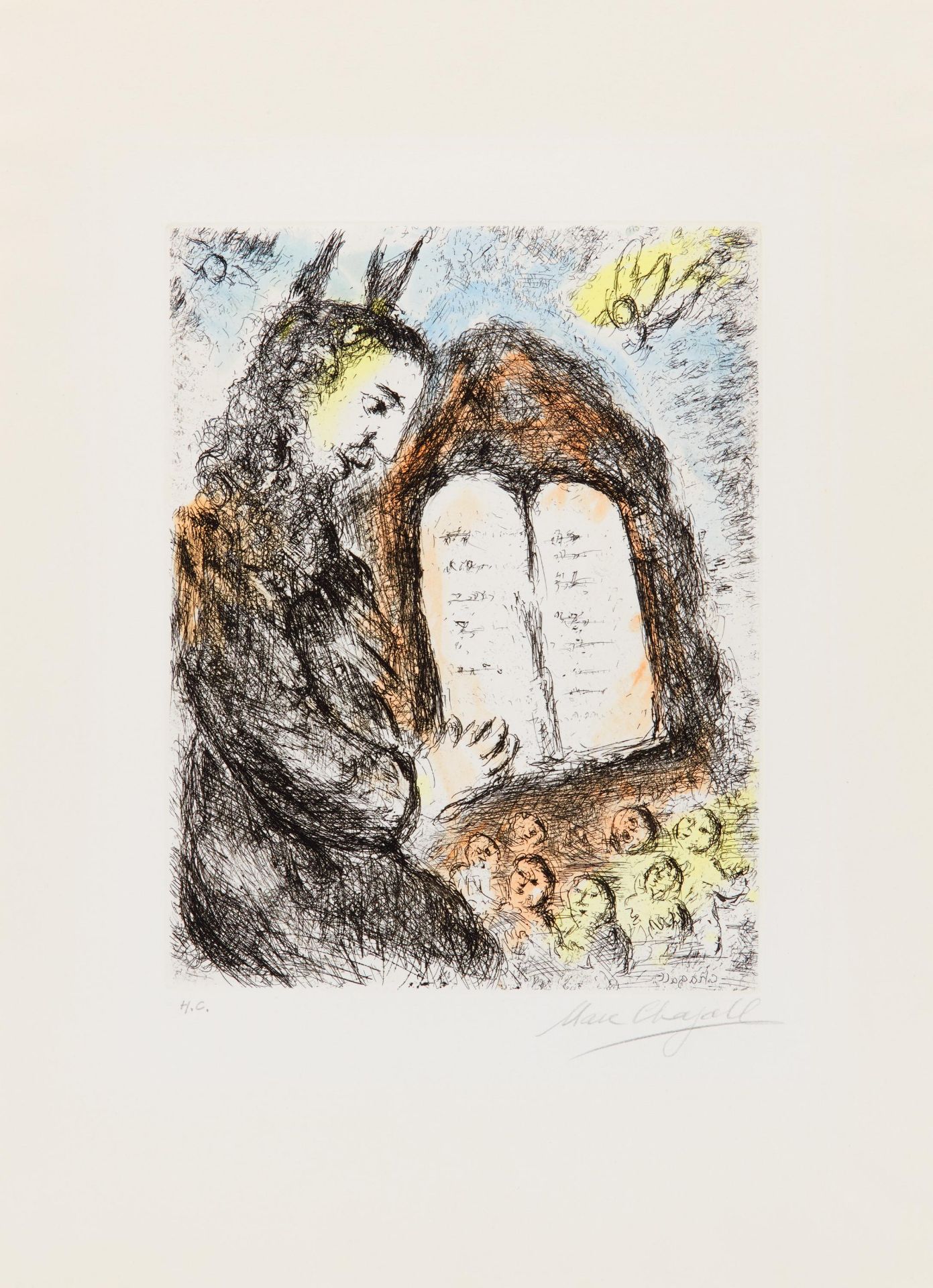 Chagall, Marc1887 Witebsk - 1985 St. Paul de VenceMoises et les tables de loi. 1981. Radierung und - Image 2 of 3