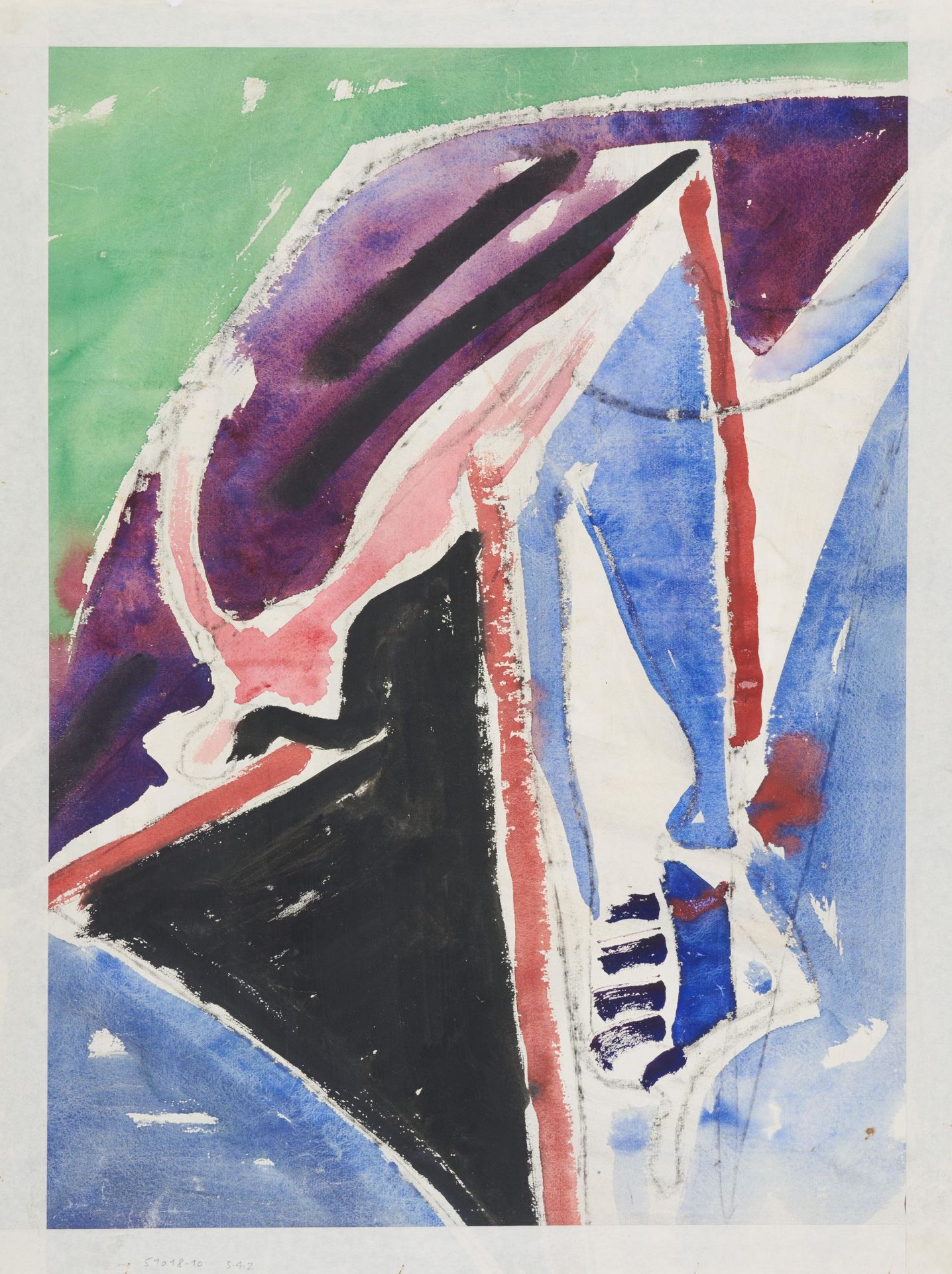 Räderscheidt, AntonKöln 1892 - 1970Ohne Titel. 1952. Gouache auf Japan. 60,5 x 44cm. Signiert und - Bild 2 aus 2