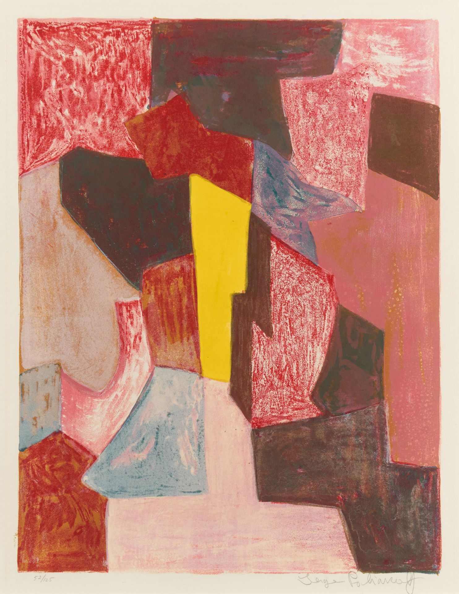 Poliakoff, Serge1900 Moskau - 1969 ParisComposition rouge, carmin et jaune. 1958. Farblithografie