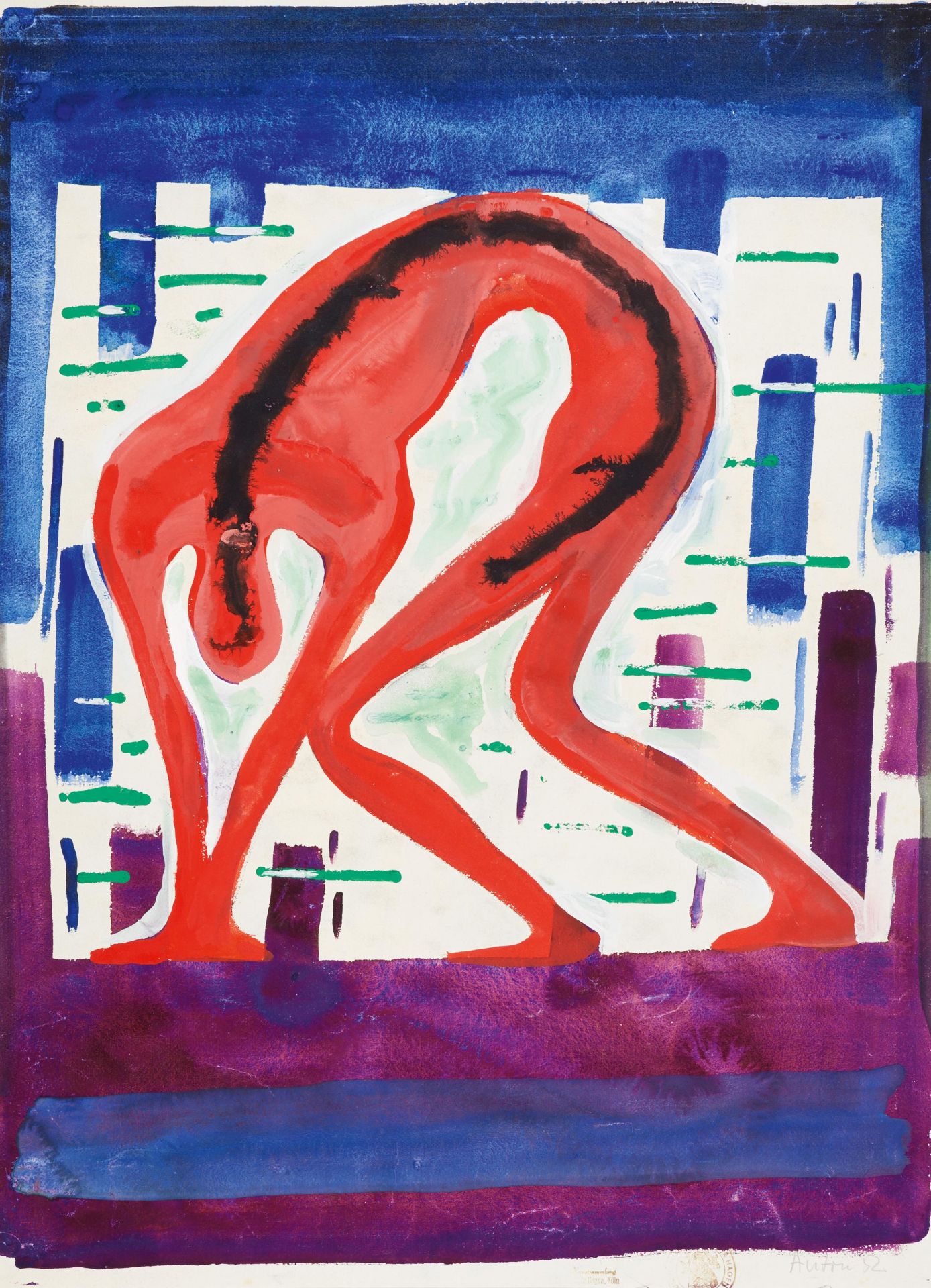 Räderscheidt, AntonKöln 1892 - 1970Ohne Titel. 1952. Gouache auf Japan. 60,5 x 44cm. Signiert und