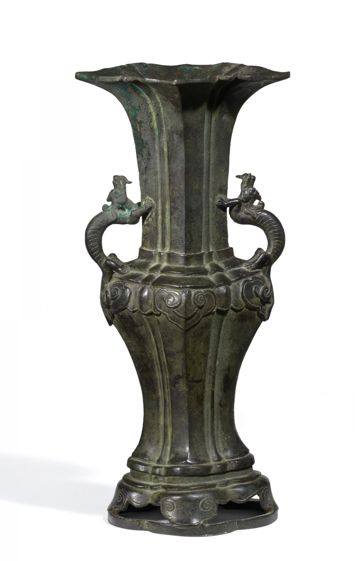 BEINDRUCKENDE UND GROßE GU-VASE MIT ZWEI DRACHEN. China. Qing-Dynastie. Kangxi-Periode (1661-