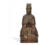 BEEINDRUCKEND GROßE FIGUR DES WENCHANG. China. Ming-Dynastie (1368-1644). Schwere Bronze mit