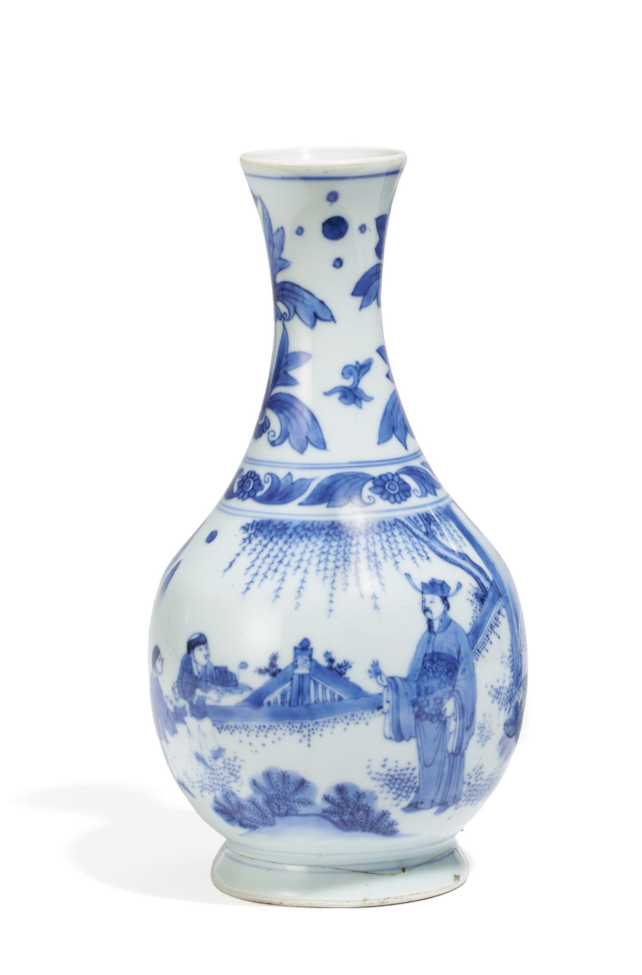 BIRNENFÖRMIGE VASE MIT GELEHRTEM UNTER WEIDE. China. Qing-Dynastie. Wohl transitional oder später.