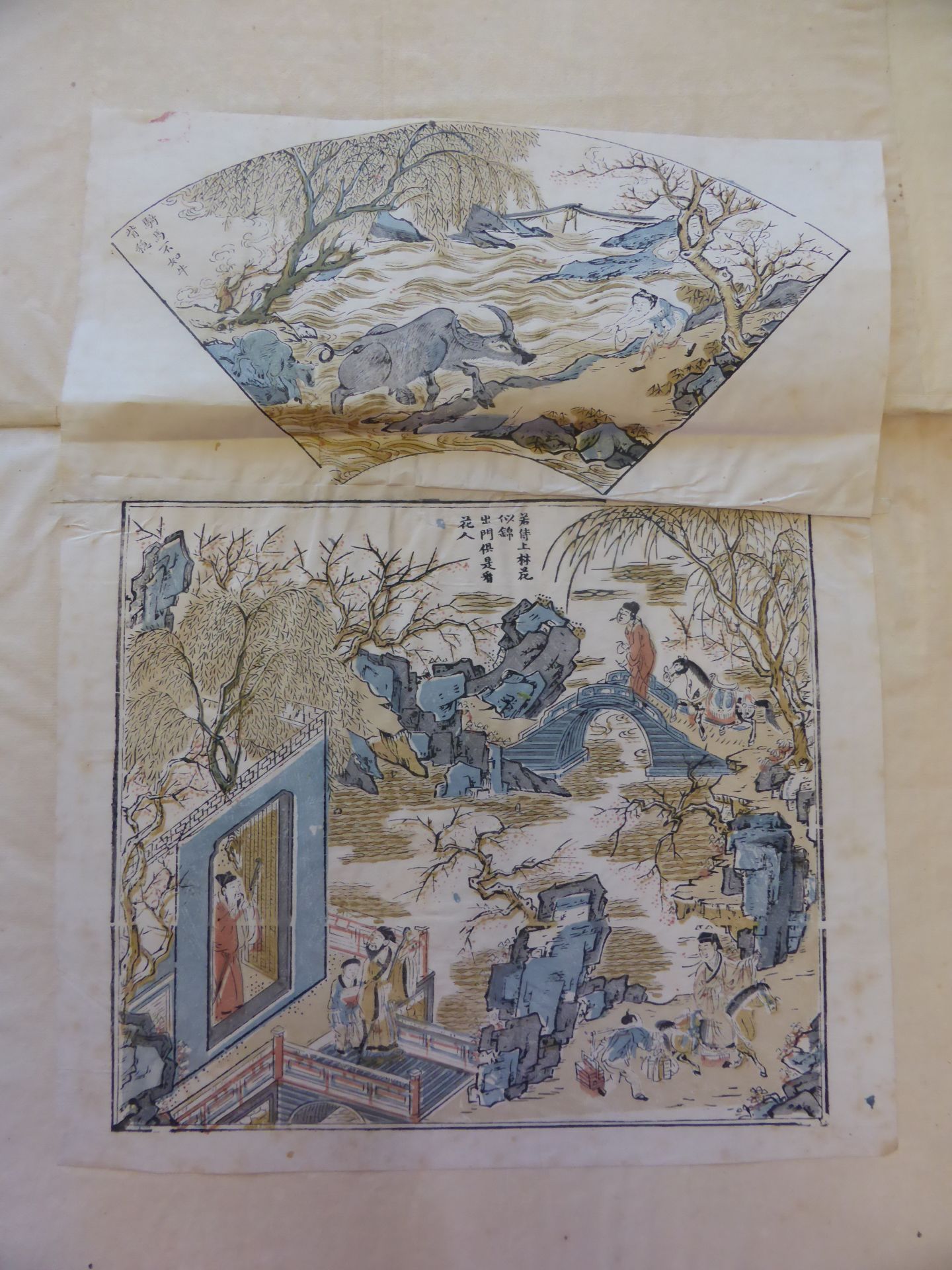 EINZELNES BLATT UND HEFT MIT DREI HOLZSCHNITTEN. China. Qing-Dynastie. 18. Jh. Farbholzschnitte - Bild 4 aus 4