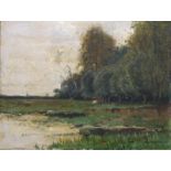 Xeno Munninghof (1873-1944) doek,33 x 43, koeien in landschap, gesigneerd r.o.