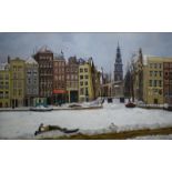Frits Schiller (1886-1971) doek, 70 x 111, Amsterdam 's Gravelandse veer in de sneeuw, gesigneerd