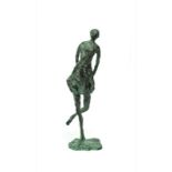 gepatineerde bronzen sculptuur met voorstelling van dame, onbekend, h. 20 cm