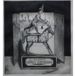 Hermanus Berserik (1921-2002) ets, 30 x 27, 'Grandall's Lively Horseman', gesigneerd r.o., oplage