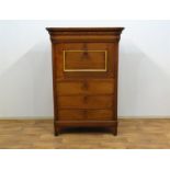 Hollandse eiken biedermeier klepsecretaire met 4 laden en interieur achter schrijfklep, circa 1840,