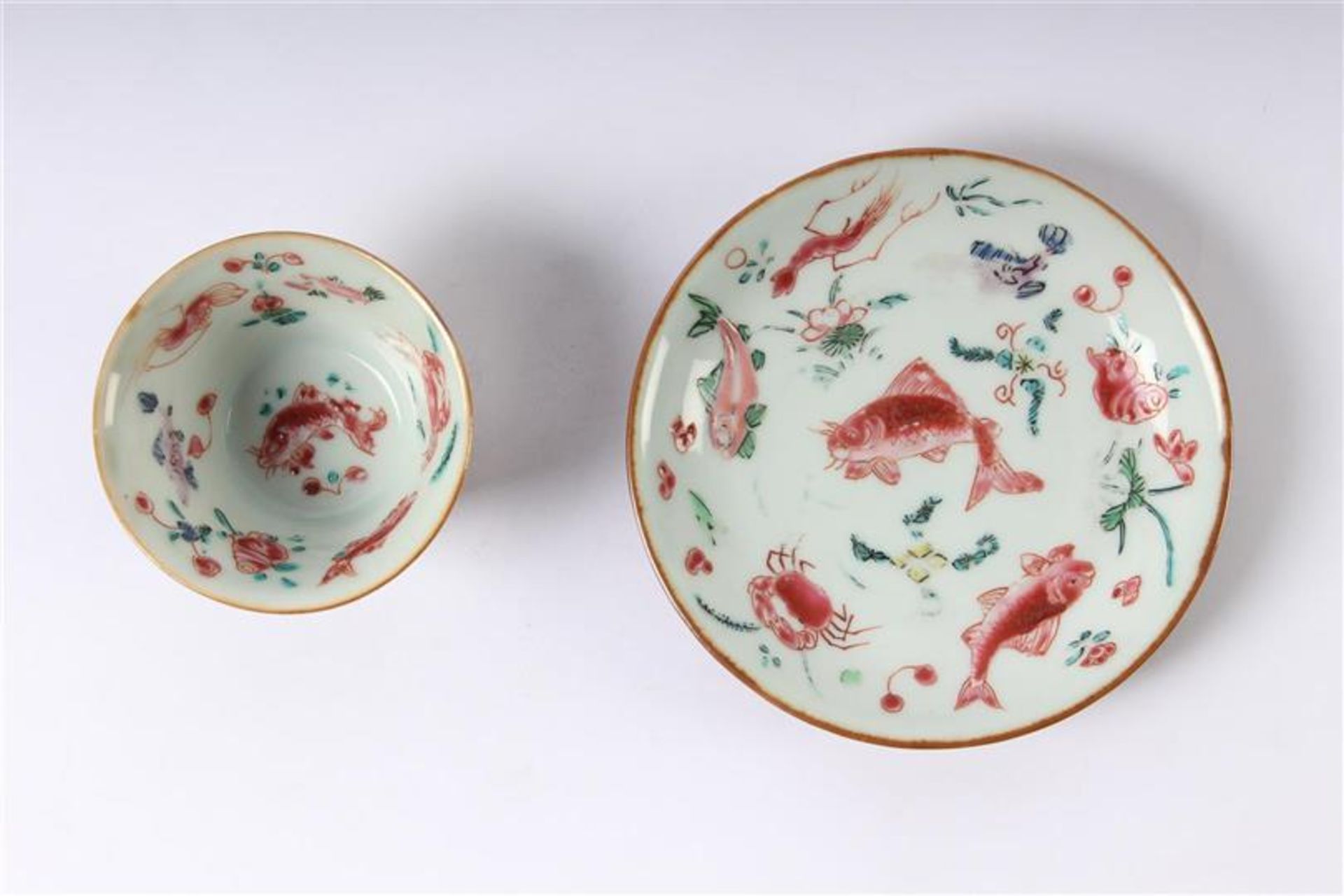 Chinees porseleinen kop en schotel, Yongzheng, 18e eeuw, klein chipje aan schotel. - Bild 2 aus 5
