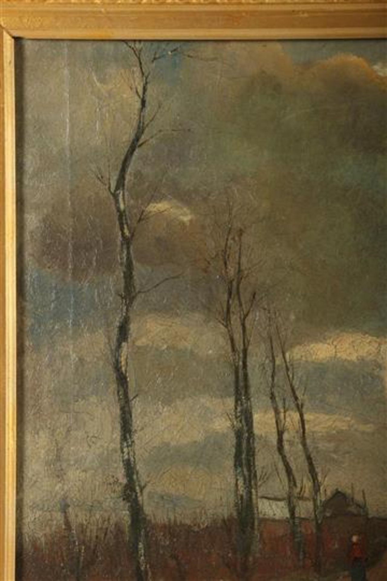 Dirk Roggeveen (1872-1955) Schilderij, olieverf op doek 'Dorpsgezicht', gedateerd 1908. HxB: 44 x 63 - Image 4 of 7